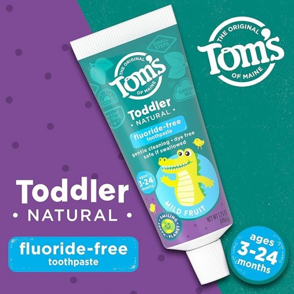 Tom's of Maine Fluoride-Free Toddler Training Toothpaste, Mild Fruit, 50 ml (Pack of 3)