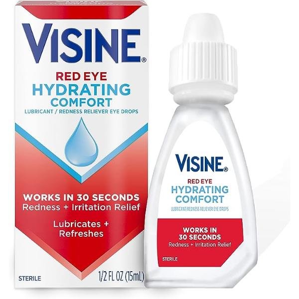 Visine Red Eye Hydrating Comfort Redness Relief Eye Drops, 15 mL