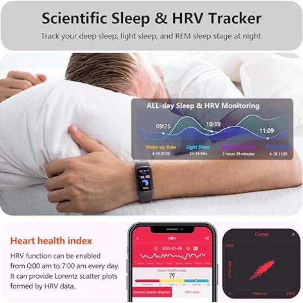 Fitness Tracker with Heart Rate, Blood Pressure, and Sleep Monitoring