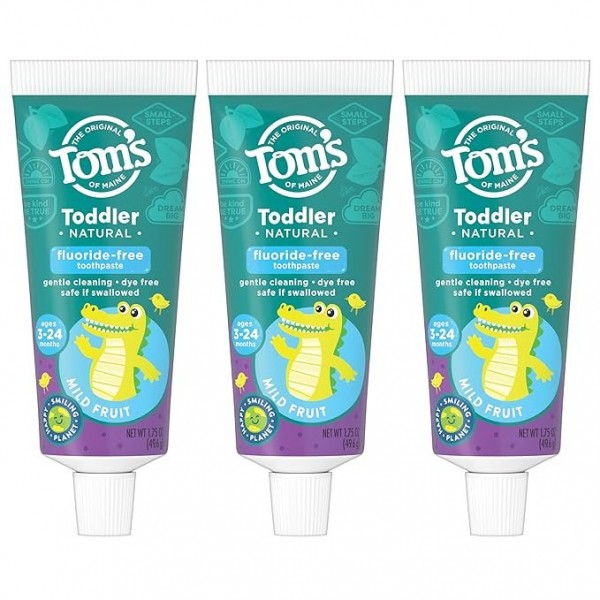 Toms of Maine Fluoride-Free Toddler Training Toothpaste, Mild Fruit, 50 ml (Pack of 3)