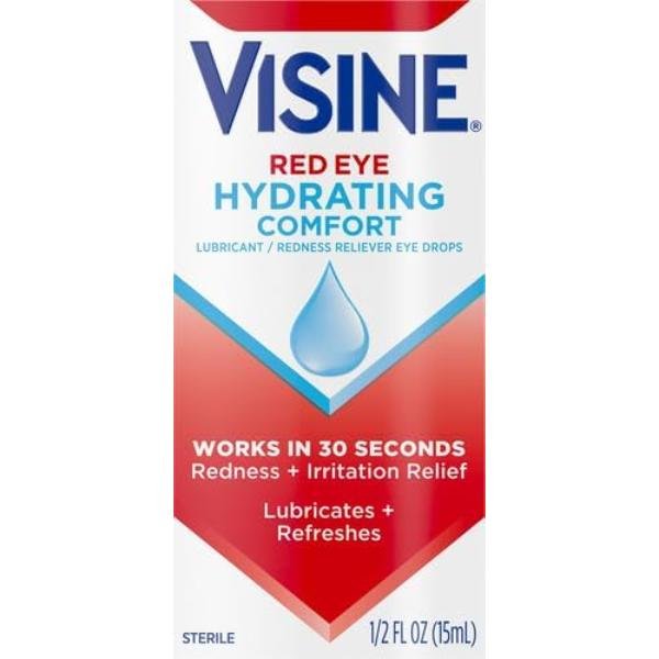 Visine Red Eye Hydrating Comfort Redness Relief Eye Drops, 15 mL