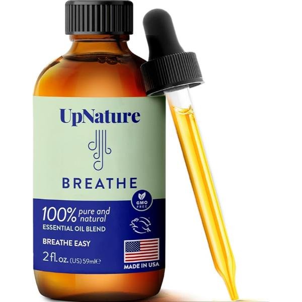 UpNature Breathe Essential Oil Blend - Aromatherapy for Sinus, Allergy, and Cough Relief, 60 ml