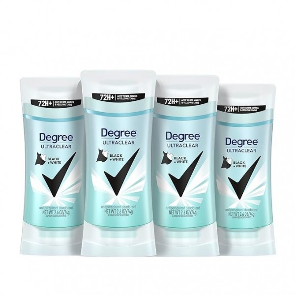 Degree Women's Black+White Antiperspirant Balm, 48H Protection, 75 ml, Pack of 4