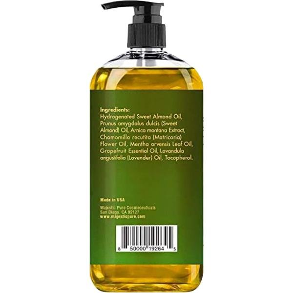 MAJESTIC PURE Arnica Sore Muscle Massage Oil - Natural with Lavender & Chamomile, 237 ml