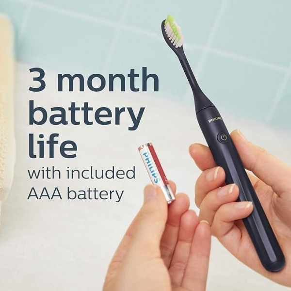 Philips One by Sonicare Battery Toothbrush, Brush Head Bundle, Midnight Blue