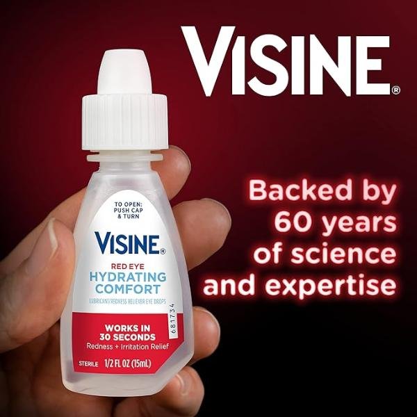 Visine Red Eye Hydrating Comfort Redness Relief Eye Drops, 15 mL