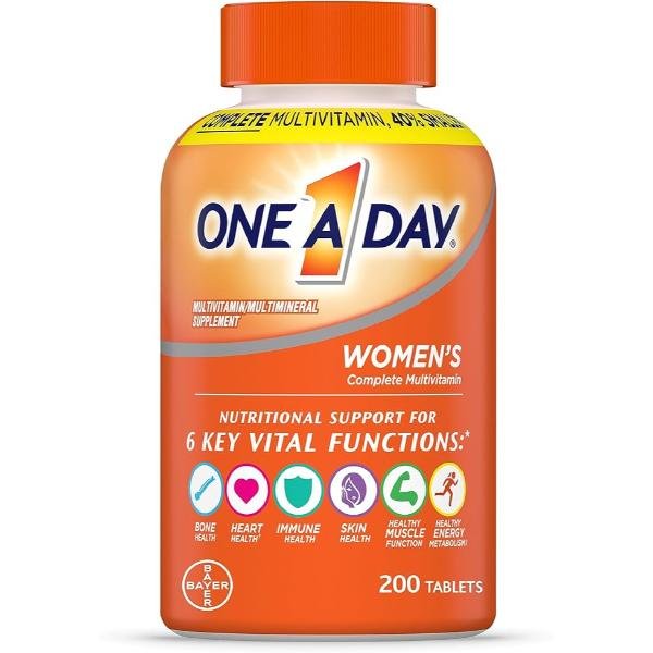 ONE A DAY Womens Complete Daily Multivitamin with Vitamin A B C D E Calcium Magnesium Immune Health 200 Ct