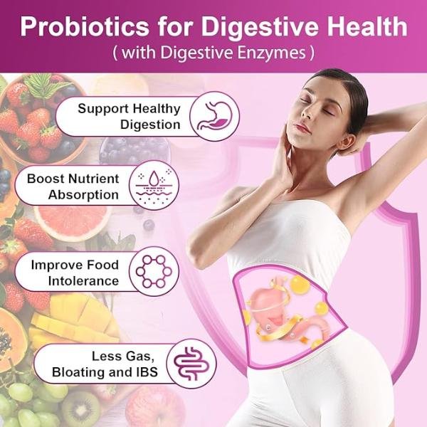 Probiotics for Women Digestive Health – 100 Billion CFUs, 90 Veggie Capsules