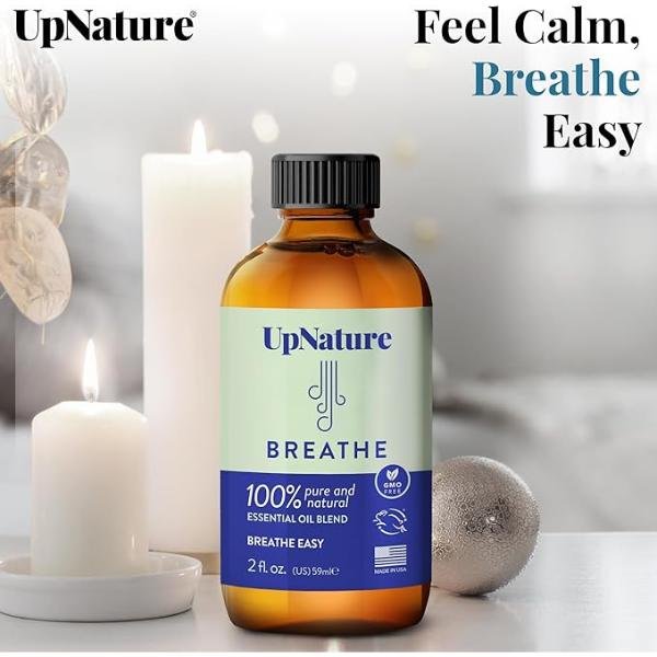 UpNature Breathe Essential Oil Blend - Aromatherapy for Sinus, Allergy, and Cough Relief, 60 ml