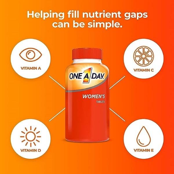 ONE A DAY Womens Complete Daily Multivitamin with Vitamin A B C D E Calcium Magnesium Immune Health 200 Ct