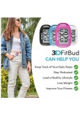 3DFitBud Simple Step Counter Walking 3D Pedometer with Clip and Lanyard