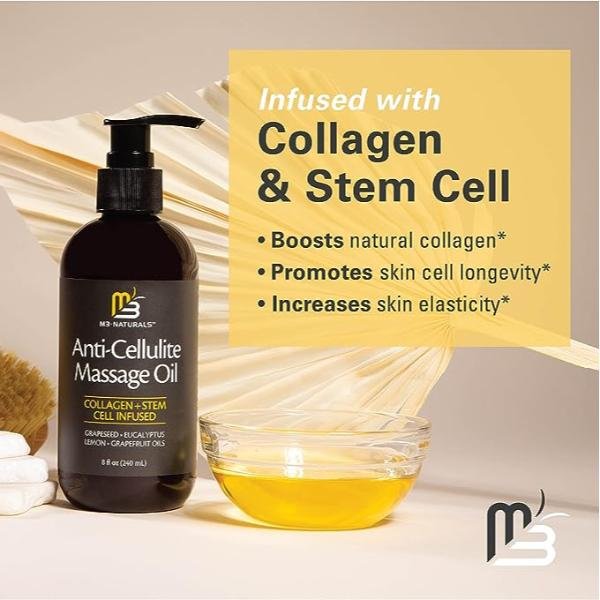 Anti Cellulite Massage Oil - Collagen & Stem Cell Skin Tightening Cream, 237 ml