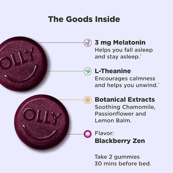 OLLY Sleep Gummy, Occasional Sleep Support, 3 mg Melatonin, 50 Count