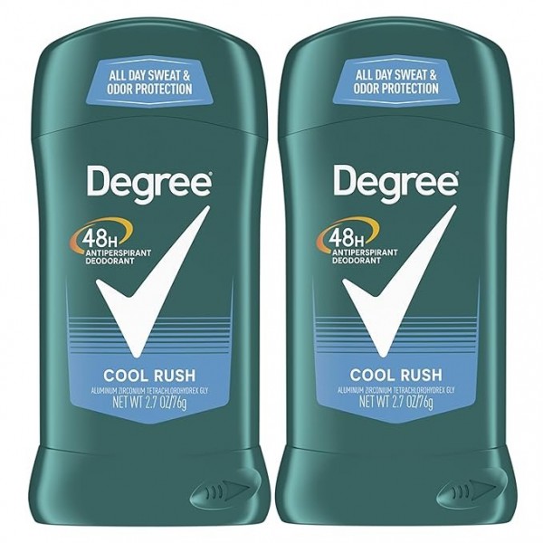 Degree Men Original Antiperspirant Deodorant, Cool Rush, 48-Hour Protection, 76 ml, Pack of 2