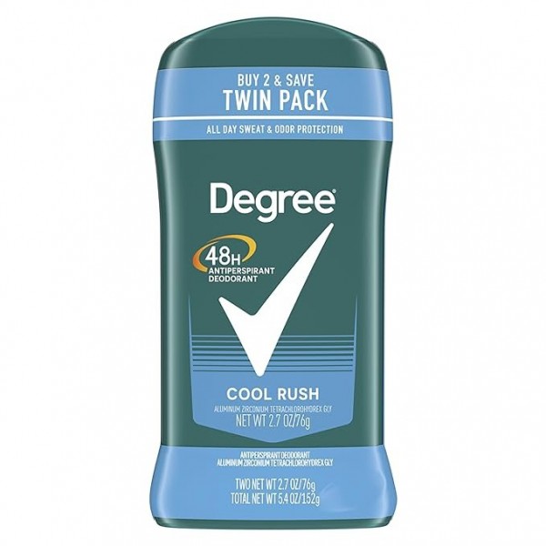 Degree Men Original Antiperspirant Deodorant, Cool Rush, 48-Hour Protection, 76 ml, Pack of 2