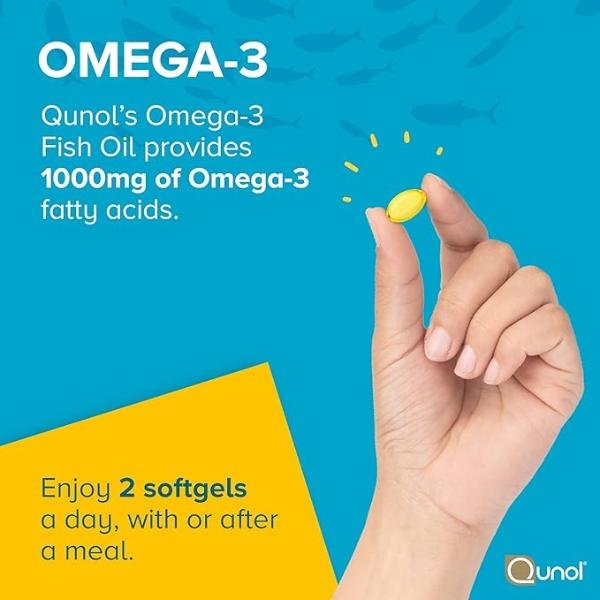 Qunol Fish Oil Omega 3 Mini Softgels – 1000mg, 180 Count, Lemon Flavor