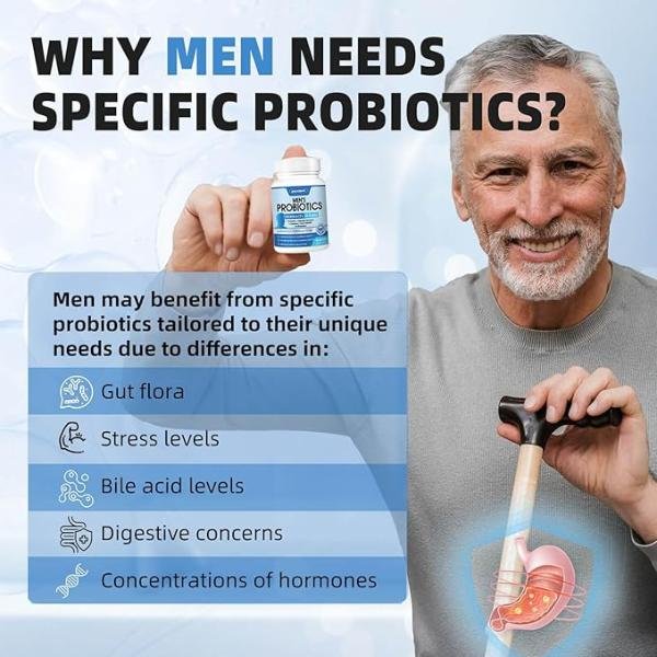 Probiotics for Men 100 Billion CFU – Digestive Health, Prostate Support, Weight Management, 90 Veg Capsules