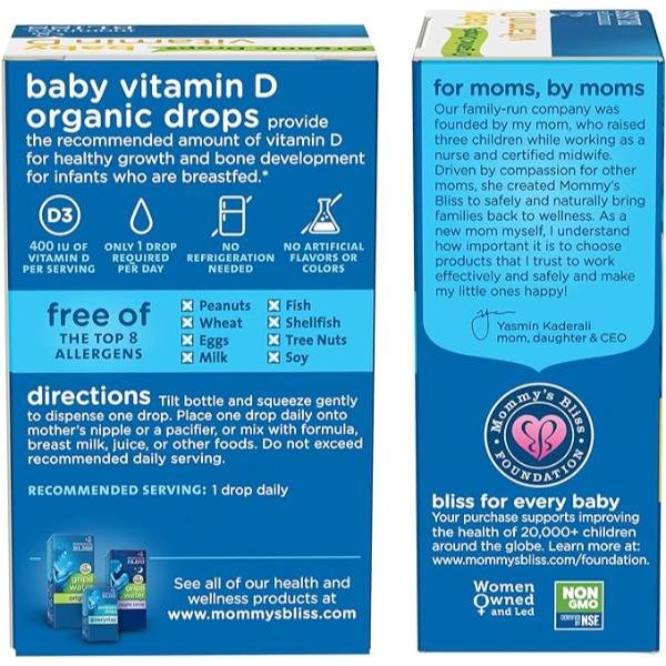 Organic Baby Vitamin D Drops for Newborns 3.25 ml 100 Servings