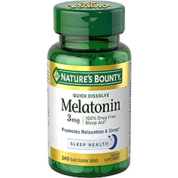 Nature’s Bounty Melatonin 3mg, Drug-Free Sleep Aid, 240 Quick Dissolve Tablets