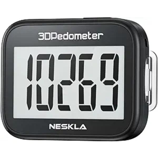 3D Pedometer for Walking with Large Display, Step Counter with Clip & Lanyard