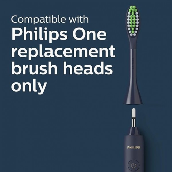 Philips One by Sonicare Battery Toothbrush, Brush Head Bundle, Midnight Blue