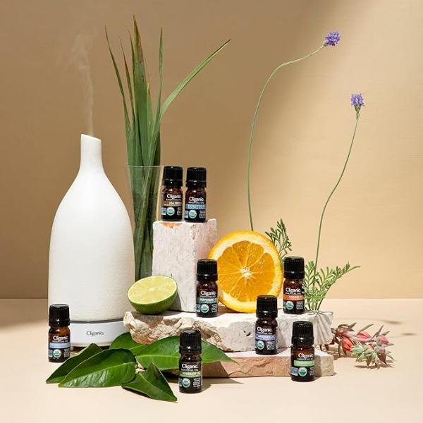 Cliganic Organic Essential Oils Set (Top 5) - 100% Pure for Aromatherapy and Candle Making