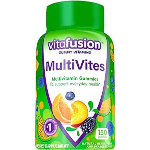 Vitafusion MultiVites Gummy Multivitamins for Adults 12 Vitamins Minerals Berry Peach Orange  150 Count