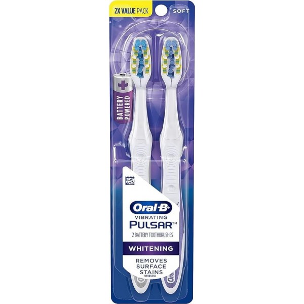 Oral-B Pulsar 3D White Battery Toothbrush, Soft Bristles, 2 Count