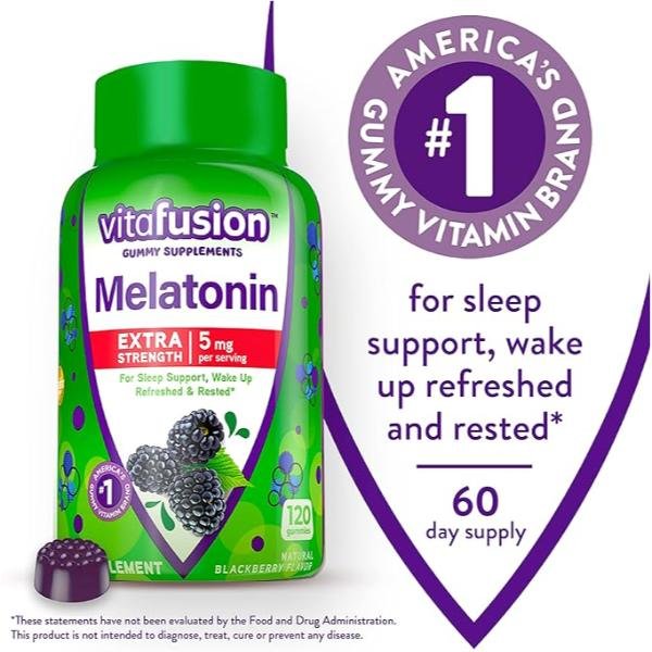 Vitafusion Extra Strength Melatonin Gummy Vitamins, 5mg, 120 Count