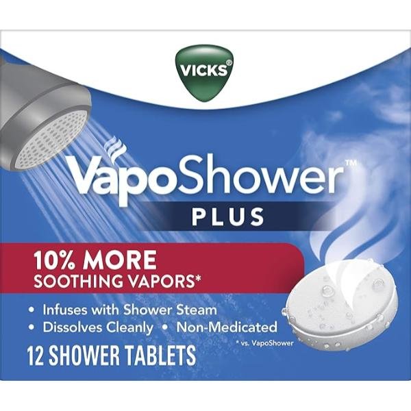 Vicks VapoShower Plus Shower Steamers, Eucalyptus & Menthol Scent, 12 Count