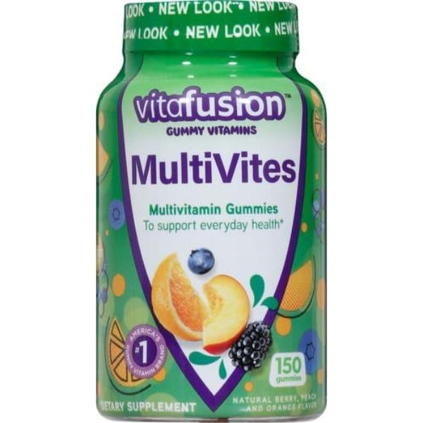 Vitafusion MultiVites Gummy Multivitamins for Adults 12 Vitamins Minerals Berry Peach Orange  150 Count