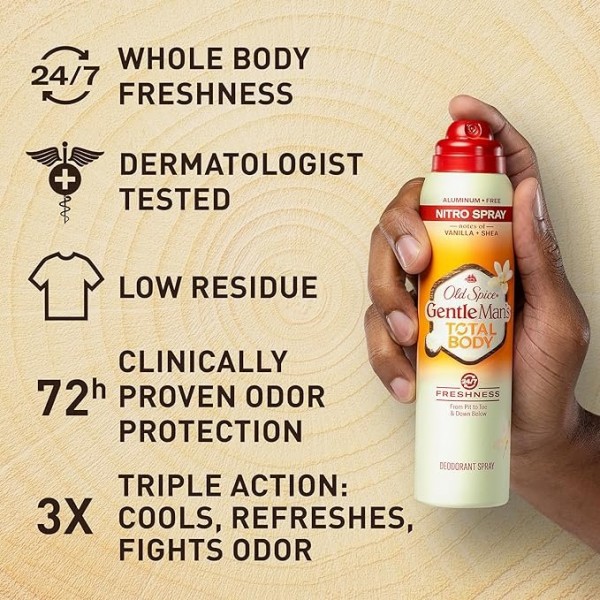 Old Spice Whole Body Deodorant for Men, Vanilla + Shea, Aluminum-Free, 100 ml